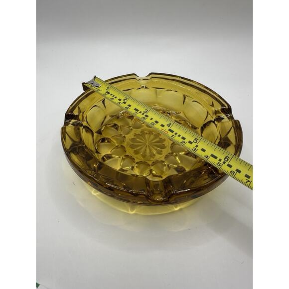 Vintage Anchor Hocking Fairfield Amber Gold Starburst 6" Ashtray Heavy MCM - Picture 6 of 6